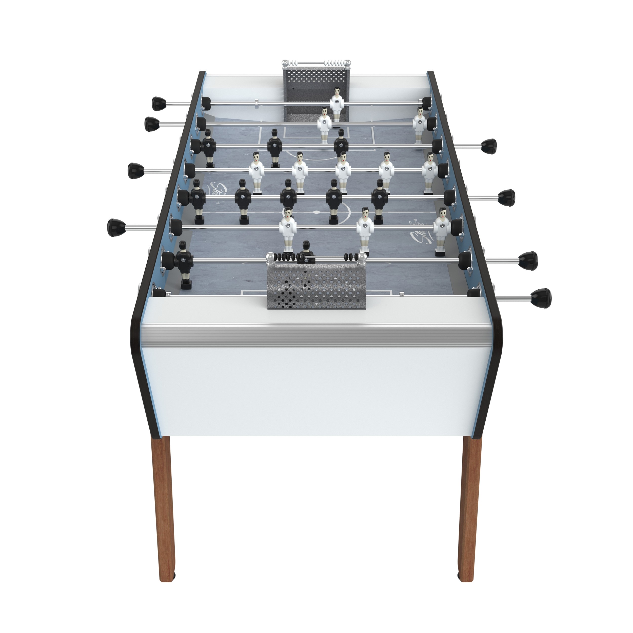 Baby-foot Adulte Intérieur Mister Babyfoot Scudetto - 156x76x89 Cm, Bois Clair, Sans Monnayeur - 3 Balles Incluses